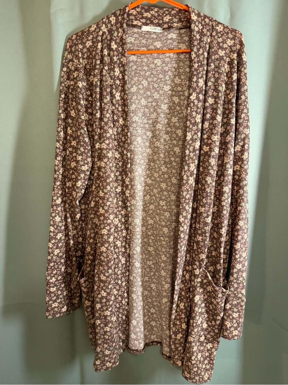 Floral Open-Front Cardigan in Brown
